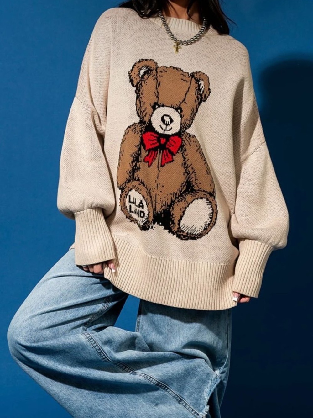 Dressed in Lala Teddy Bear Oversize Sweater
OS